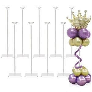 23.6” Height Clear Acrylic Balloon Stand for Table Centerpiece Decor, Set of 10